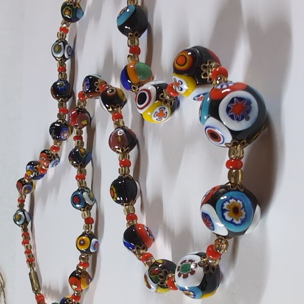 Vintage Murano Milifiori Glass Bead Necklace